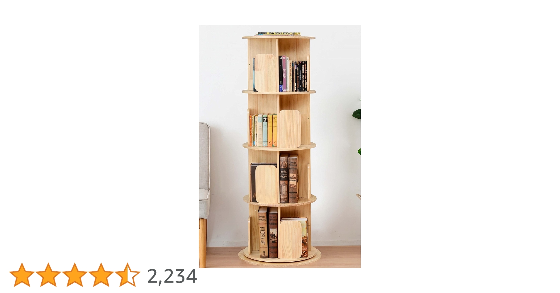 山善 YAMAZEN 回転式本棚 TKR-4(NA)　4段　ナチュラル 商品情報_回転式書棚（4段） | 山善の商品情報サイト | YAMAZEN